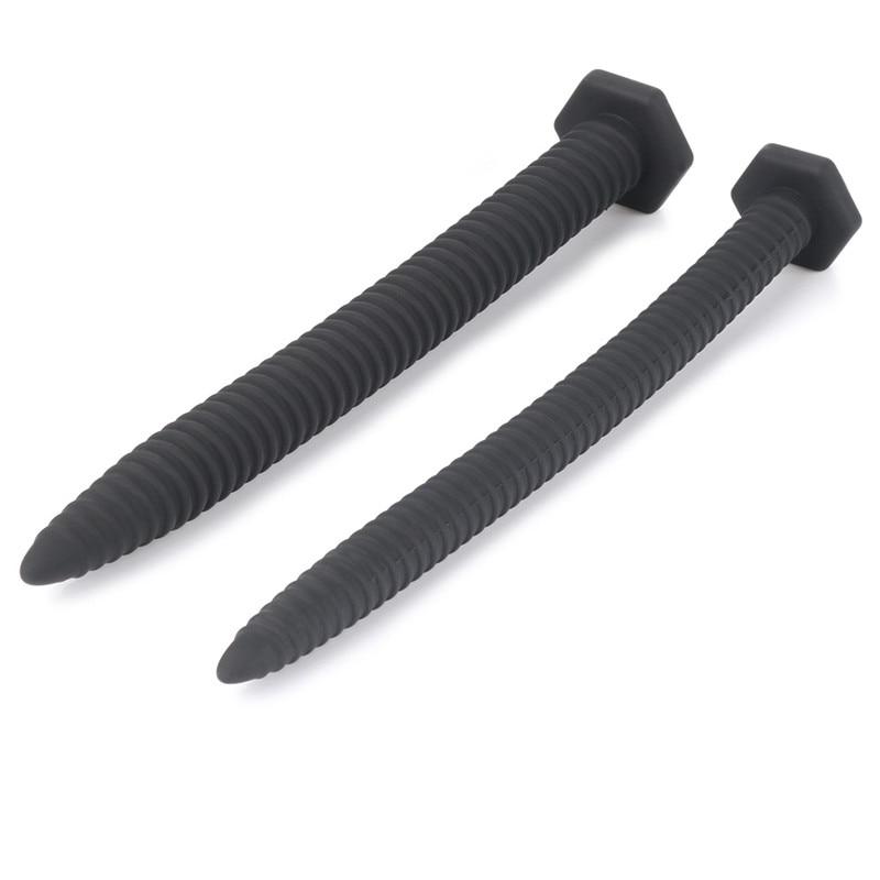 Black  Plug Screw Nail Urethral Silicone Sound Men  & Ball Toys
