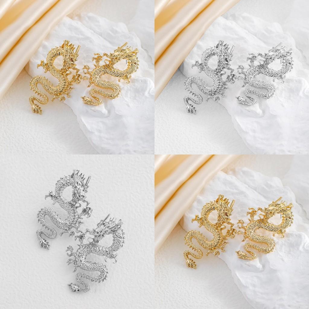 Chic Alloy Dragon Earrings Minimalist Versatile Animal Ear Studs For Any Occasion