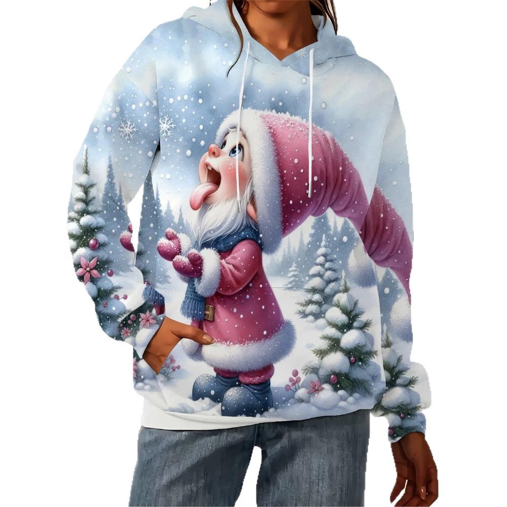 Creative Christmas Snowman 3D Printed Pocket Hoodie Autumn Winter Warm Comfortable Loose Soft Women's Sports Versatile Hoodies