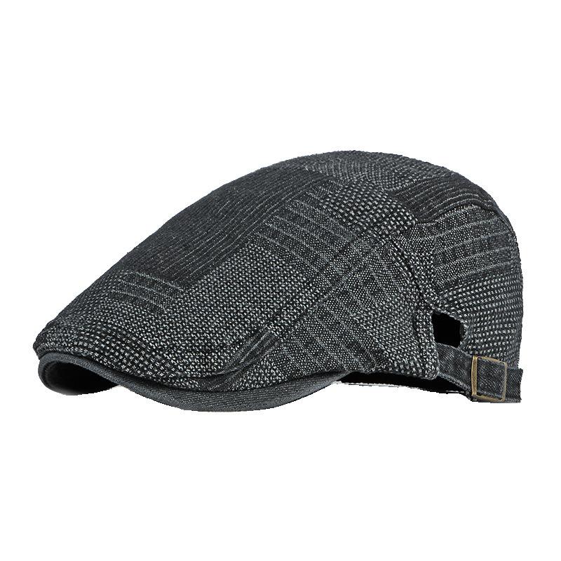 Vintage Washed Denim Beret for Men & Women Spring Summer British Style Flat Cap Casual Painter Forward Hat Adjustable Duckbill Cap