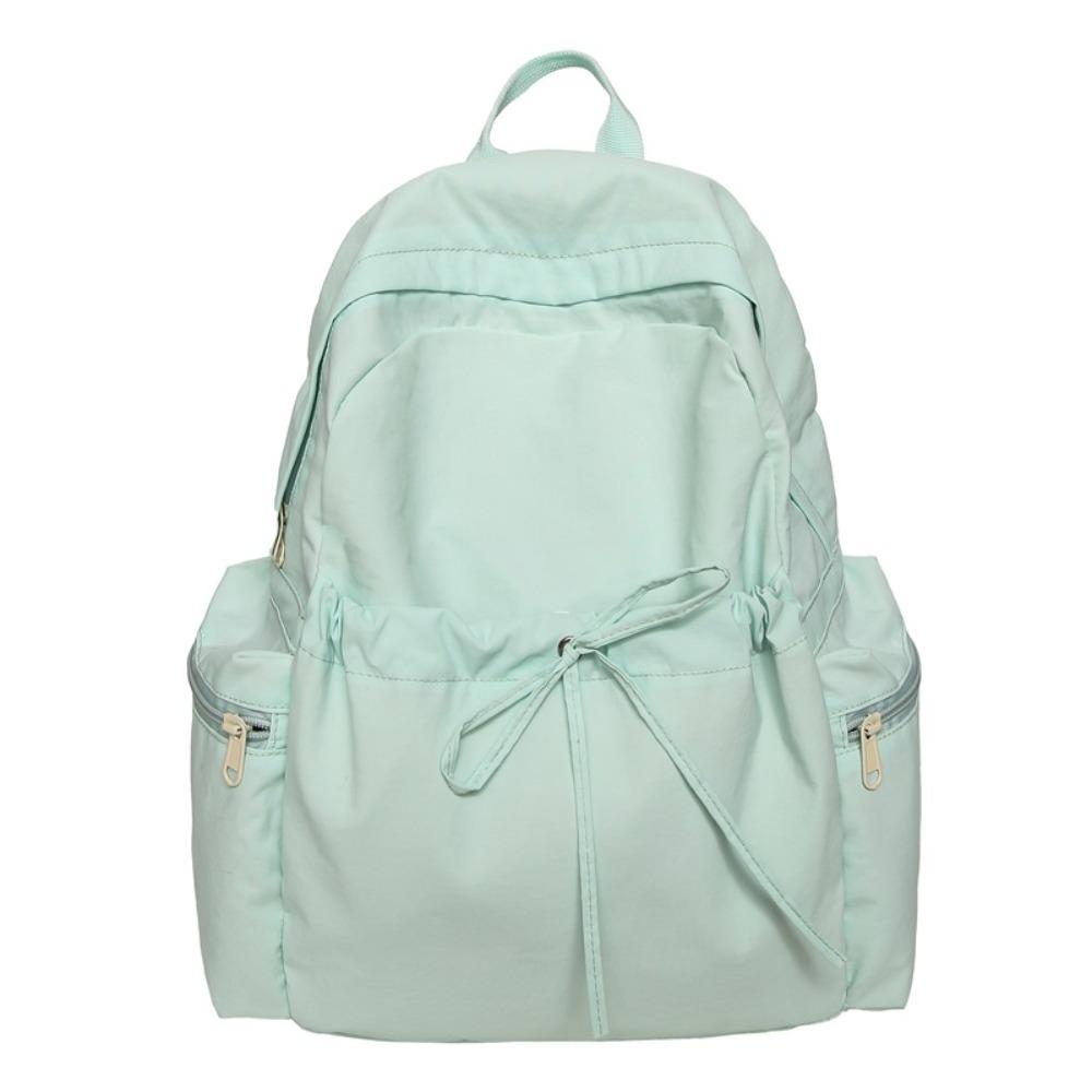 Bowknot Bow Backpack Solid Color Student School Bag Fashion Drawstring Rucksack Outdoor Use