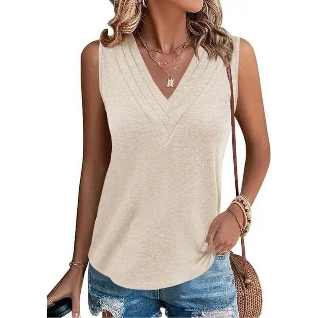 Summer Women's V-neck Sleeveless Tank Top, Loose Fit Casual & Formal Vest, Comfortable Fashion Blouse Top