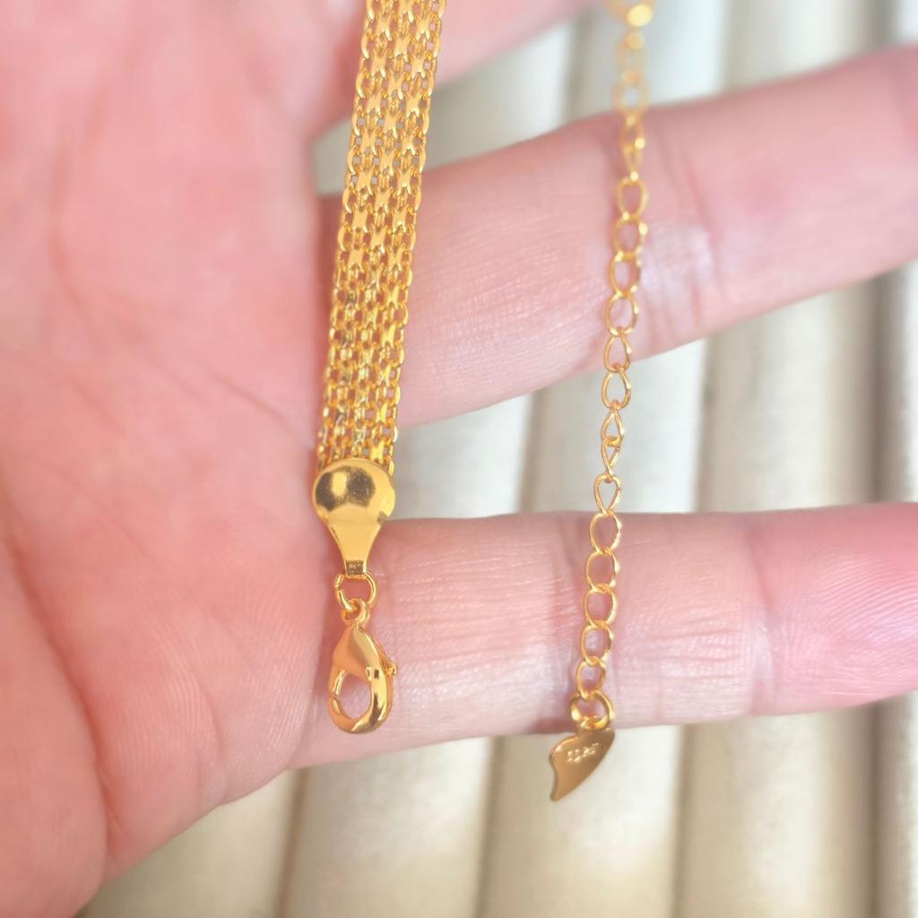 Silver Plated Embossed Grid Flat Watch Chain Bracelet Women's Fashion Accessories