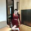 Black Lace Slim-fit Neck Spice Girl Style Dress Women's Clothing Autumn New Waist and Bottom Hip Skirt