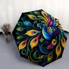 1pc Colorful Peacock Feather Auto-Open Close Umbrella - Portable Folding Design with 8-Bone Iron Frame, Outdoor, Gift for Fans, Travelers, Daily Use.J