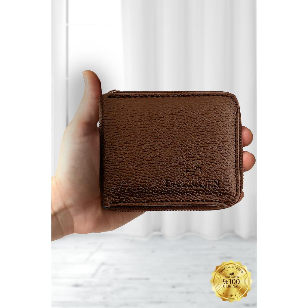 Stilvolles schwarzes Kartenetui aus Leder mit originellem Geldfach mit Reißverschluss und Geschenkbox