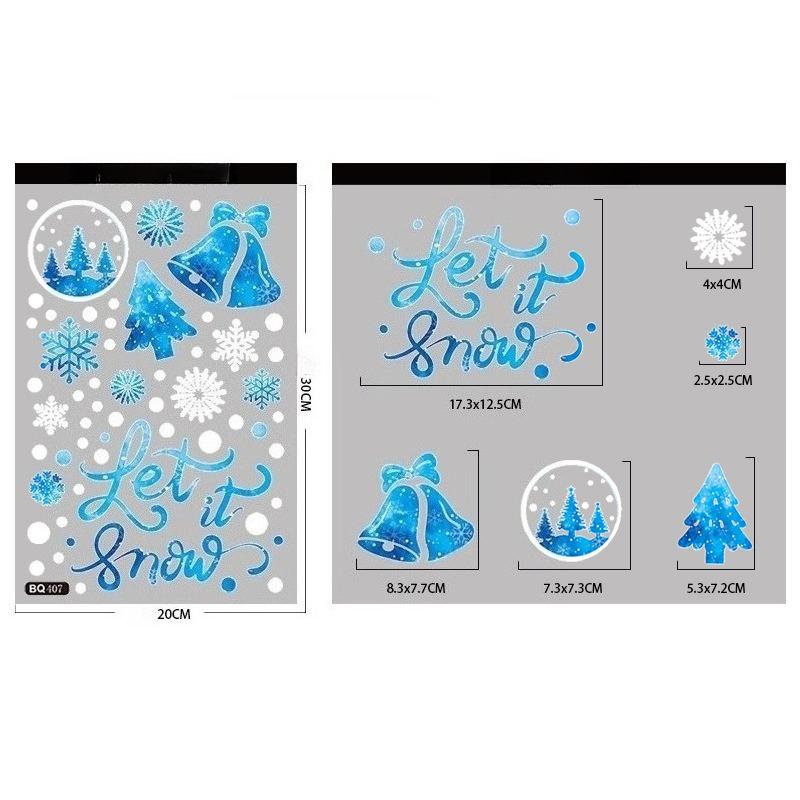 1 folha de adesivos de vidro estáticos de floco de neve, decoração de feliz Natal, decoração para casa, adesivos de janela de floco de neve, papel de parede de ano novo
