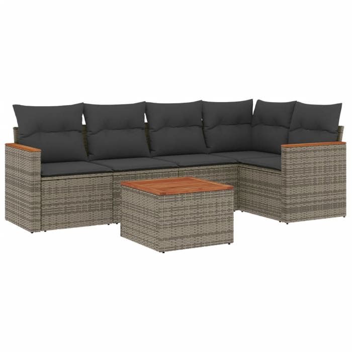 VidaXL Garden Lounge Set with Cushions 6 Pcs, Patio Sofas, Patio Furniture Set, Outdoor Furniture, Grey 3225955