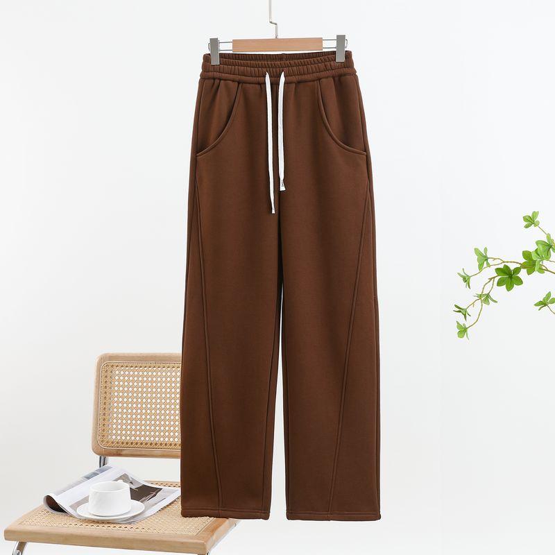Plus Size Straight Casual Pants Loose Outer Wear All-Match Straight Pants Elastic Waist Chubby Girl Drape Banana Pants Slimming Trousers