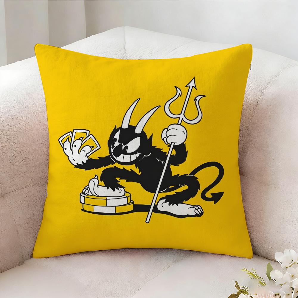 C-cuphead Anime Pillow Case Pillowcase, Double-sided Printed, Sofa Cushion, Bedroom Headboard Pillow