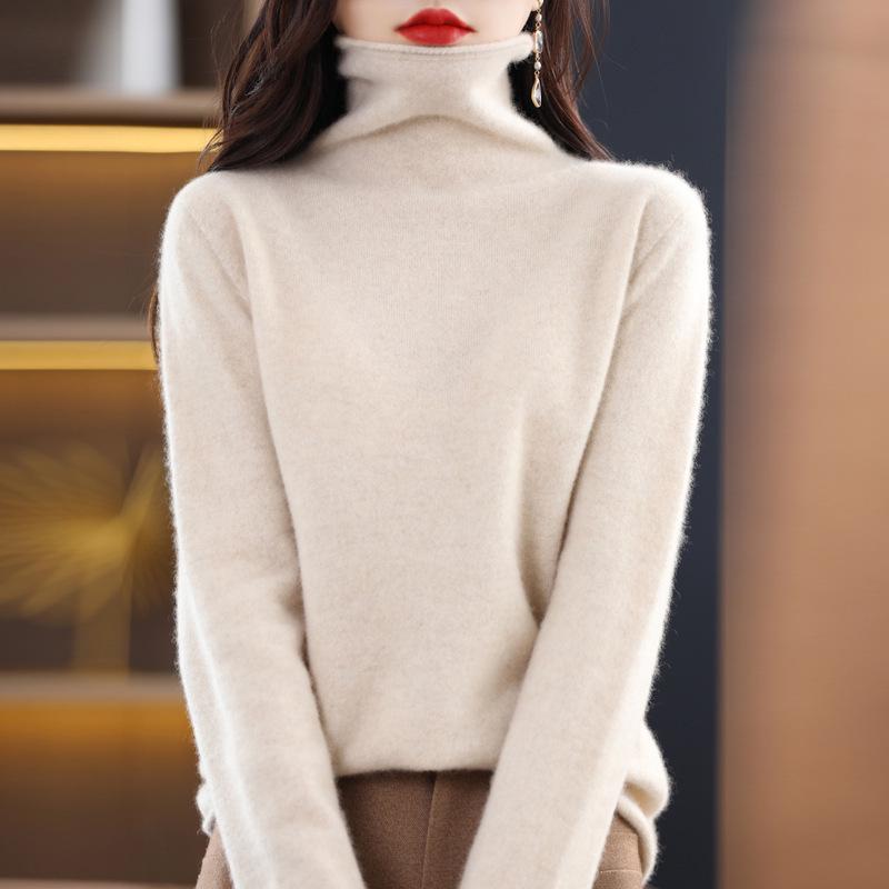 

Жіночий светр з 100% вовни з високим коміром - Пуловер з кашеміру вільної в язки 2XL 68-78kg