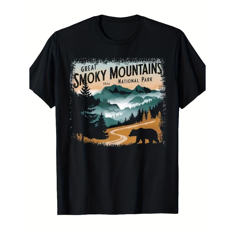 European Size Great Smoky Mountains National Park T-Shirt for Women-Retro Bear Graphic TeeComfortable Casual Short Sleeve with Smoky Mountains Design 4XL чёрный 1350₽