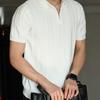 Leisure Men's Knit Short Sleeve Polo Shirts Vintage Solid Color Slim Fit Knitting Tops for Mens Summer Fashionable Pullover Polo