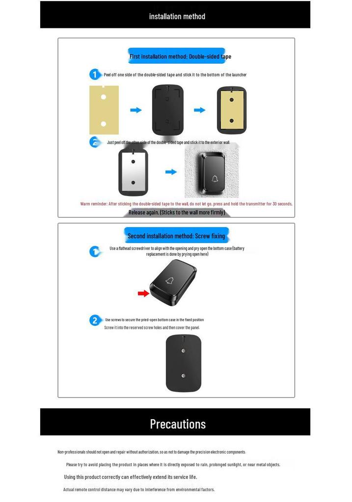 Smart Waterproof Wireless Doorbell: Long-Range, Two-in-Four Design, Remote Control, Ideal for Home Use