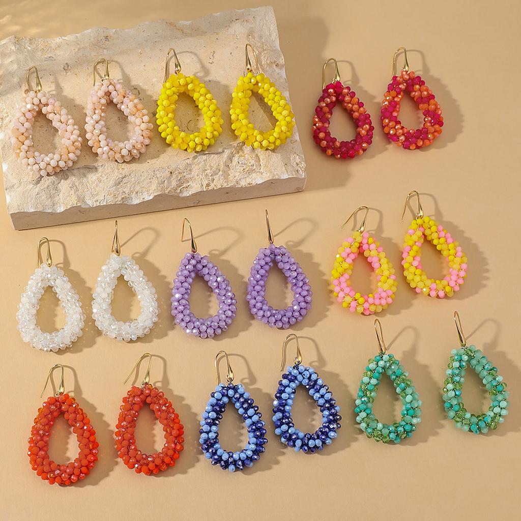Orecchini Pendenti a Goccia Multicolore Stile Boho per Donna Eleganti Orecchini Pendenti con Perline di Cristallo Fatti a Mano Gioielli per Festa in Spiaggia Estiva