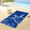 Coastal Nautical Sea Turtle Beach Towel Minimalist White Line Art Print Lightweight Sand Resistant Towel Perfect for Beach Days
