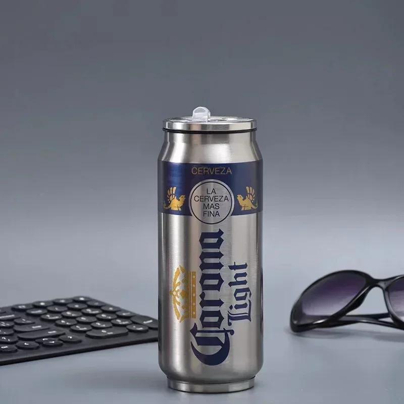 500ML Termoska se slámkou Cola plechovka Termoska na kávu Pivní láhev 304 Nerezová ocel BEER Cold Keeper Nádoba na pití Garrafa Térmica