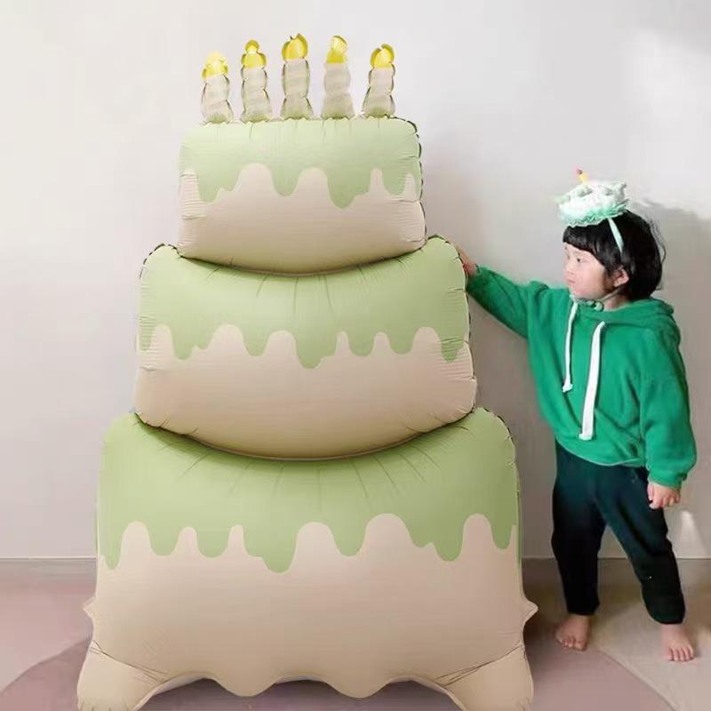 3D Cartoon Birthday Cake Balloon - Foil Decoration for Kids' Parties
