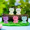 5Pcs Mini Harz leuchtende Frosch Micro Landschaft Ornamente Auto Dashboard Home Dekoration