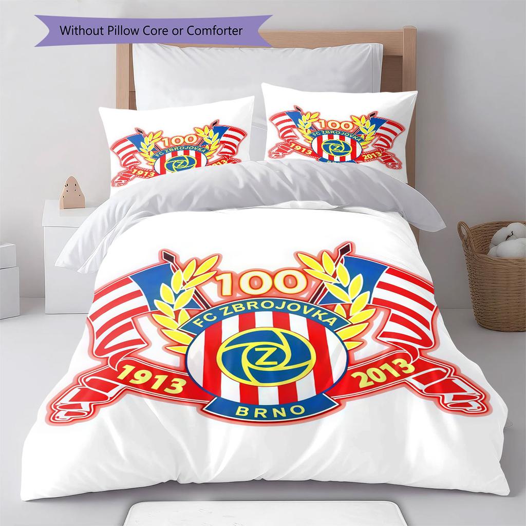 FC Zbrojovka Brno Bedding Quilt Set Quilt Cover Pillowcase Home Decoration Birthday Gift (1 * Duvet Cover + 2 * Pillowcase, Without Core)