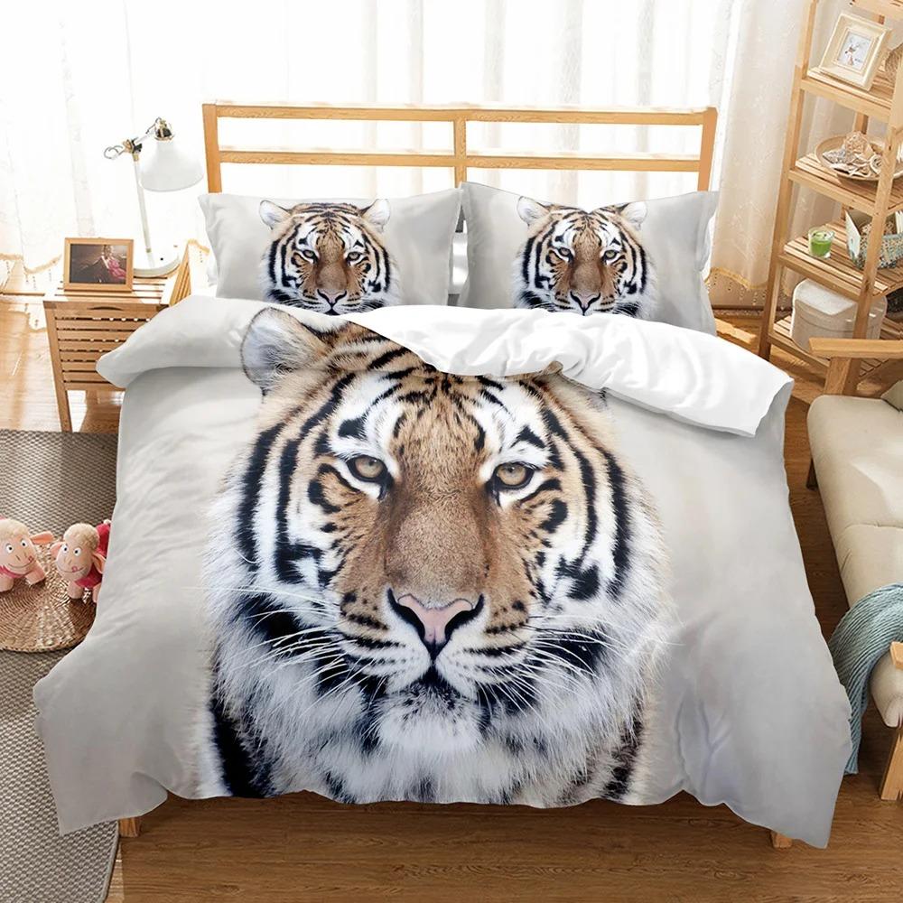 Animal White Tiger Bedding Set Scenery Comforter 3D Print Luxury Duvet Cover Set Home Textile Decor Full Queen King Single Size