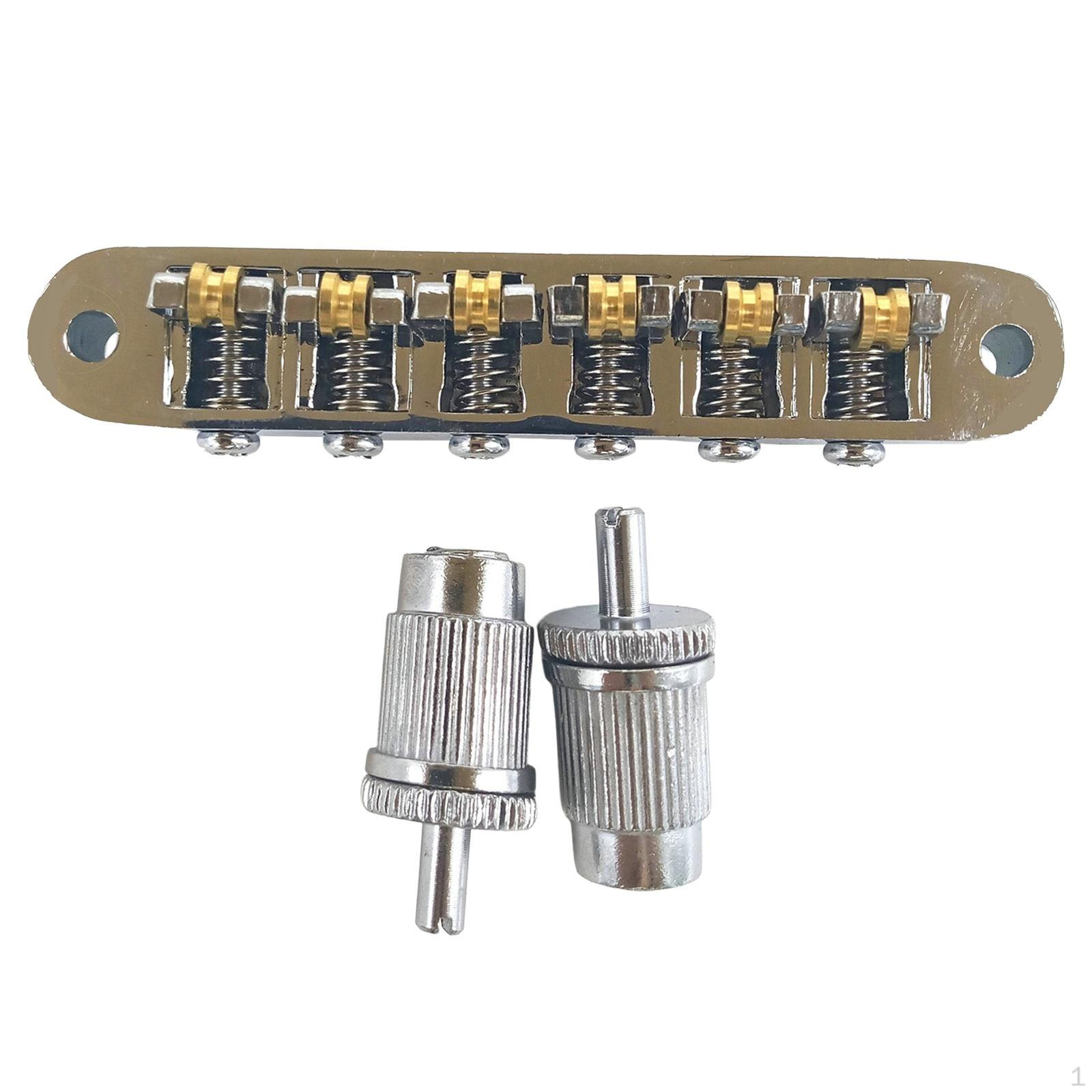 6 Strings Guitar Bridge Roller Saddles High Stability 52.5mm Aluminium Alloy M8 Threaded Posts for