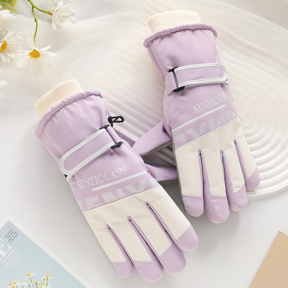 Ski Gloves for Men and Women Outdoor Winter Thickened Windproof Water Splashing Cold and Velvet Touch Screen Riding Warm Gloves