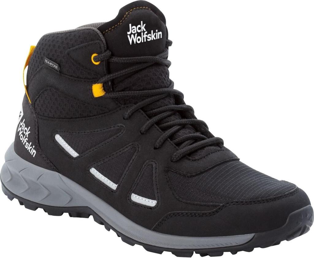 Hiking Shoes Jack Wolfskin Woodland 2 Texapore Mid (4051261) Black/burly Yellow XT
