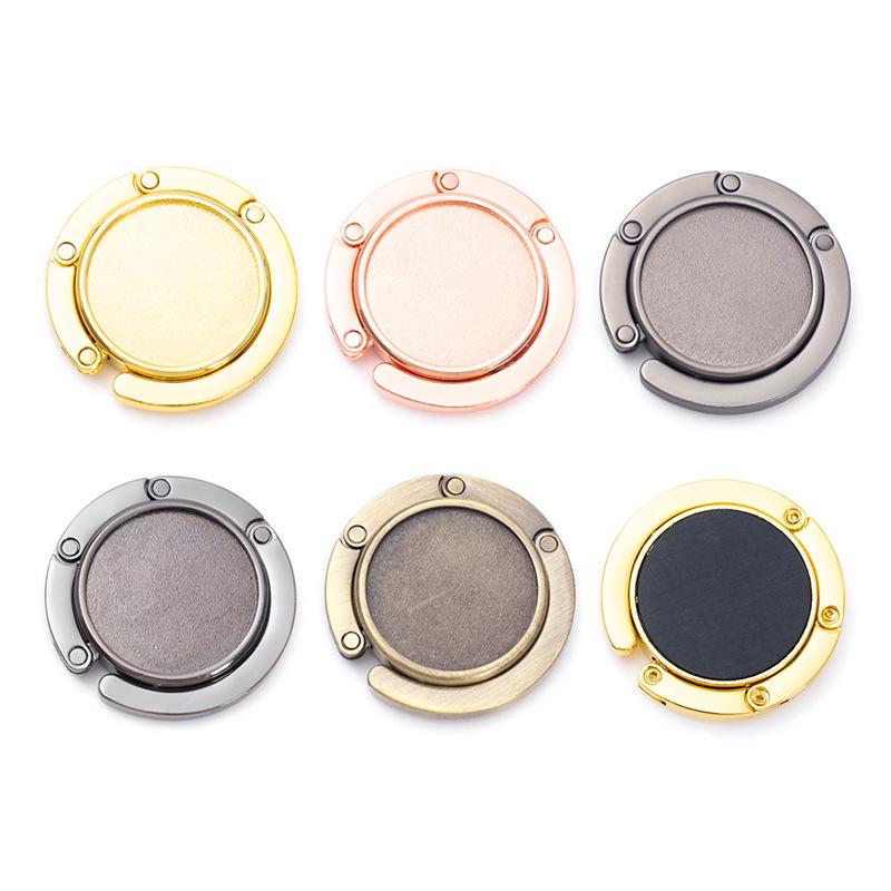 Colorful Round Metal Handbag Hook - Portable, Creative Folding Bag Hanger Souvenir
