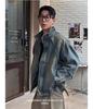 Herren American Retro Gewaschene Jeansjacke - Schwer, Lockerer Schnitt, Trendig, Lässig, Frühling Reißverschluss Arbeitskleidung