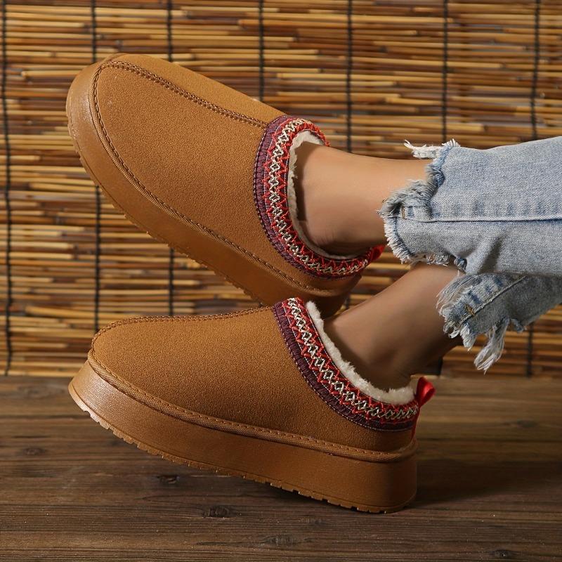 Fashion Platform Slippers for Women Winter Warm Snow Boots Cotton Fluffy Ladies Slides Luxury Designer Height Increasing Shoes Size36-42