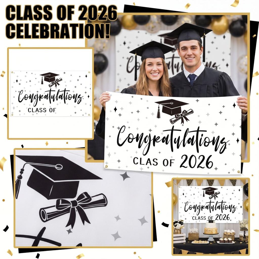 Graduation Background Cloth 2026 Graduation Event Party Decoration Hanging Cloth Banner