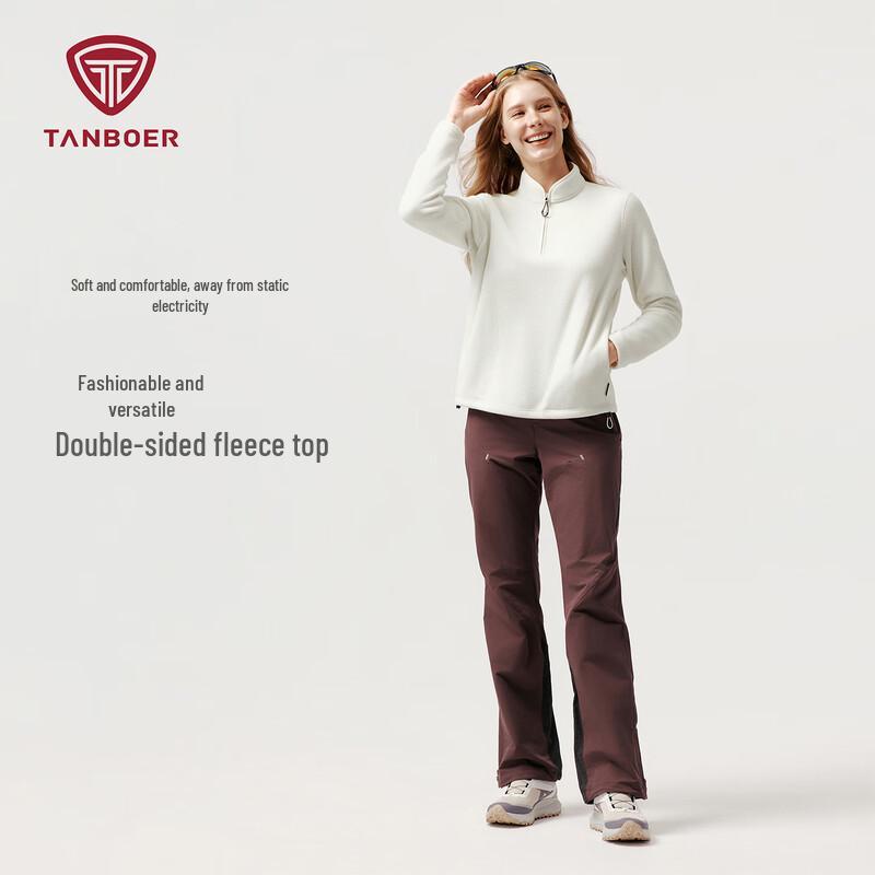 TANBOER Women's Stretch Thermal Fleece Mock Neck Top