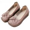 New Retro Loafers Cowhide Leather Woman Bowknot Luxury Ballet Flats Ladies Designer Low Vamp Shoes Women's Moccasins Wedge Flats
