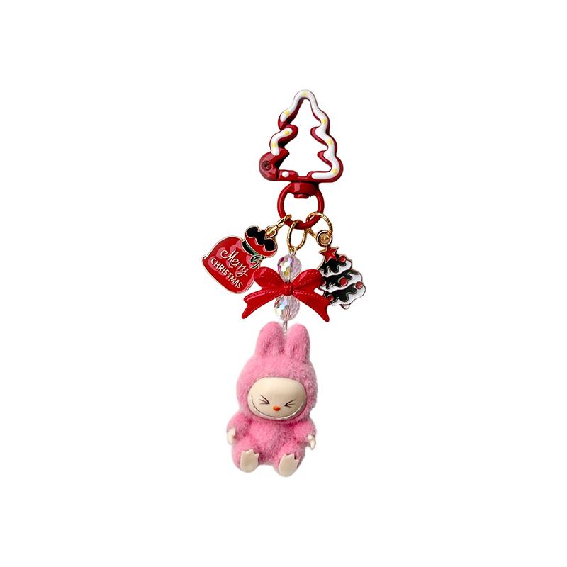 Christmas Labubu Kawaii Particles Keychain Bag Cell Phone Charm Key Chain Christmas Gift Cute Plush Charm