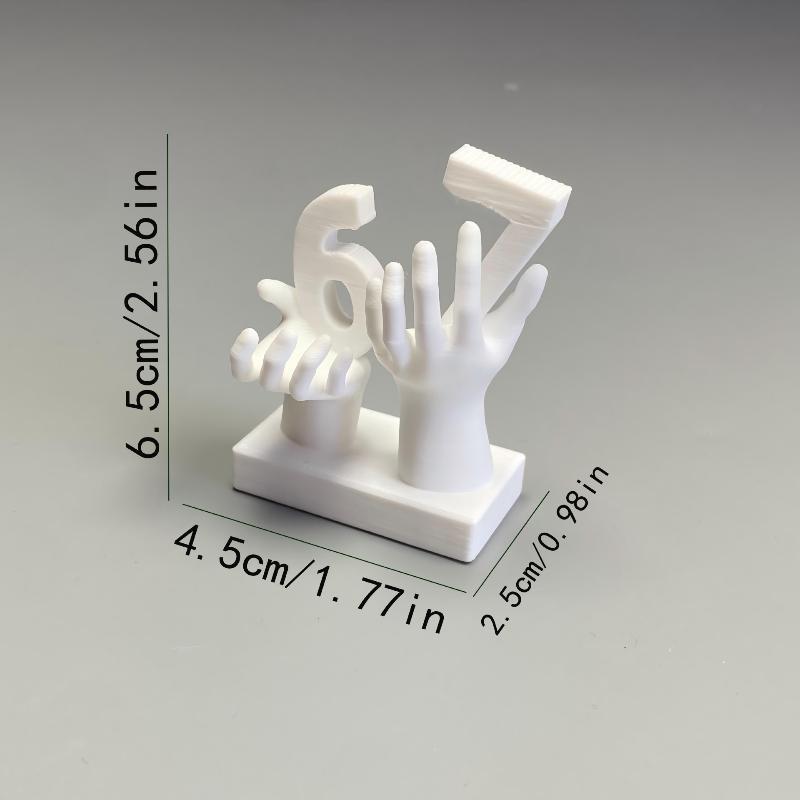 3D Printed 67 Hand Sculpture Creative Abstract Design Smooth Finish Ornament for Desk Living Room Office Home Decor