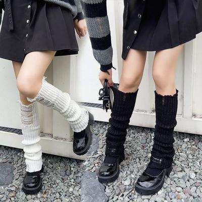 Y2K Harajuku Japanischer Lolita Stil Stulpen für Damen Knöchelwärmer Gothic Lange Socken Gestrickt Cosplay Heap Heap Socken