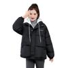Short cotton-padded women's 2 new cotton-padded winter large size loose thickened fake two-piece knitted hat down cotton bread jacket