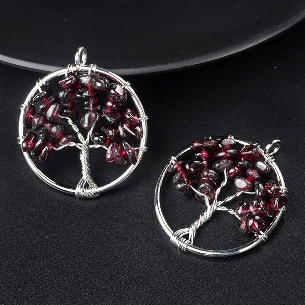 1Pcs Tree Of Life Pendant Natural Stone Winding Gravel Pendant For Jewelry Making DIY Necklace Accessory Size 30x30mm