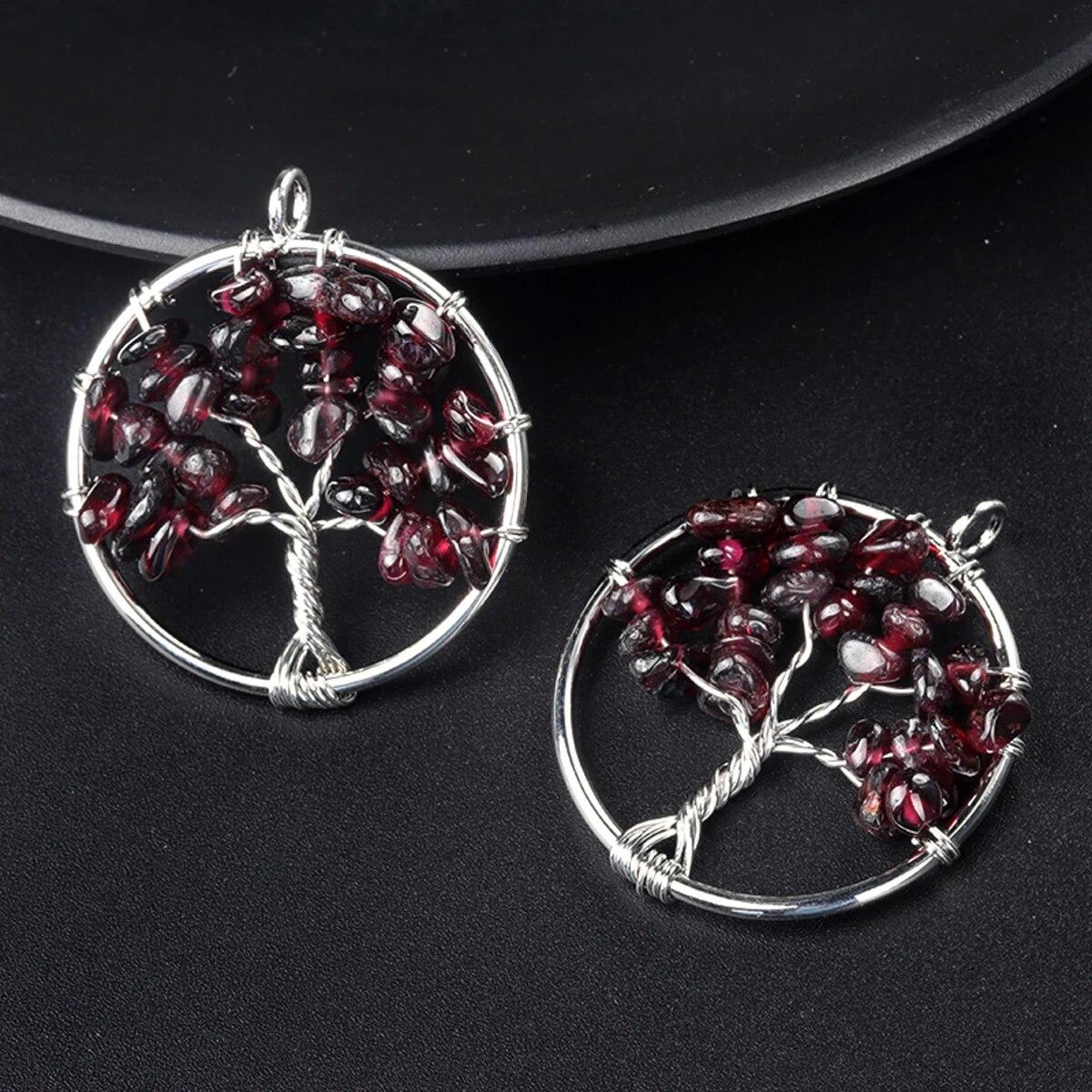 

1 шт., кулон «Древо жизни», натуральный камень, обмотка, гравийный кулон для изготовления ювелирных изделий, ожерелье, аксессуар «сделай сам», размер 30x30 мм 30x30mm