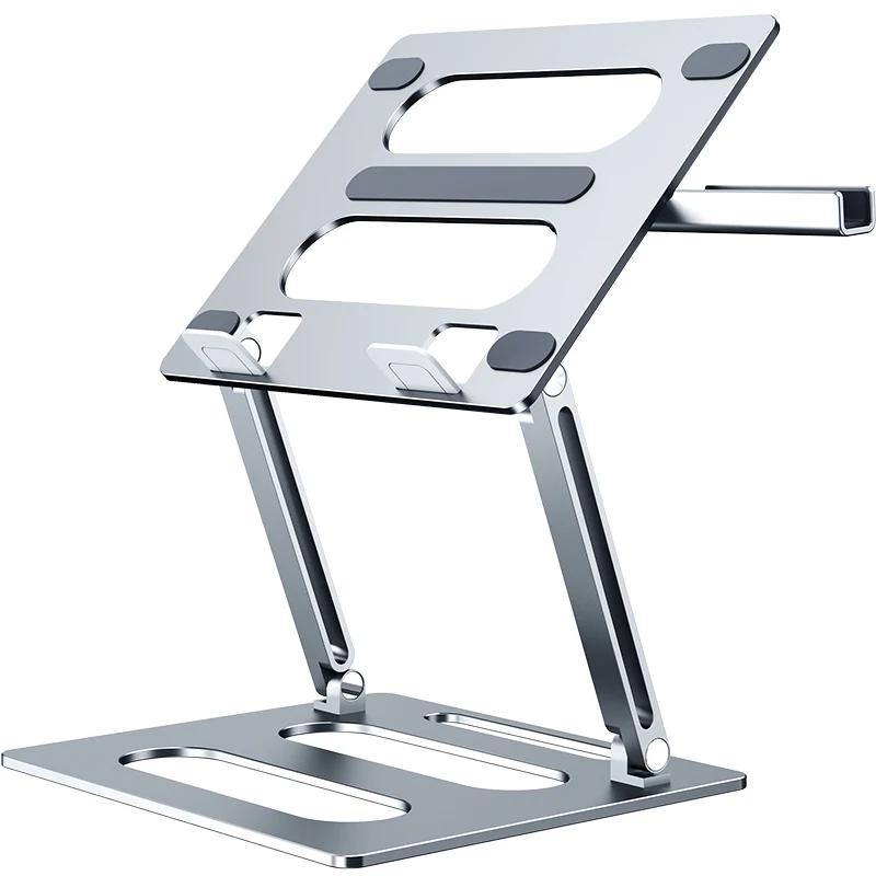 Oatsbasf Foldable Laptop Stand for Desk with Hidden Phone Stand For MacBook Pro Air Hp Tablet Adjustable Height Notebook Holder