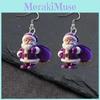 Purple Winter Santa Acrylic Earrings With Creative Design For Christmas Decor