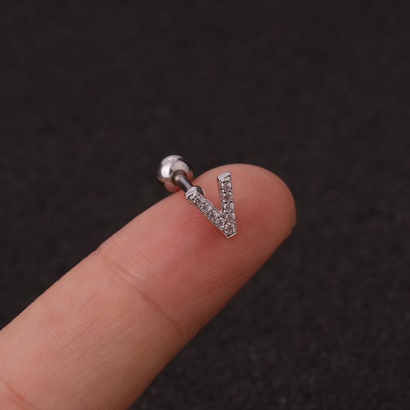 Trendy 26 Letters Tragus Cartilage Earring Women Exquisite Tiny Initial Alphabet Name Helix Earring Piercing Jewelry Gift