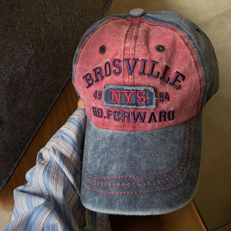 Retro Embroidery Letter Baseball Caps for Men Women Spring Summer Washed Cotton Hip Hop Hats Unisex Outdoor Sunshade Hats
