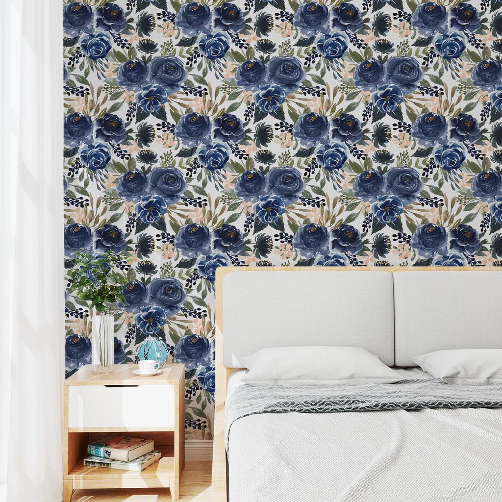 Thickened Wallpaper Self-Adhesive High-End Wall Decoration Flower Green Plant Wall Sticker Room Decoration