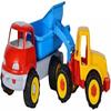 LKW Kipper med Grävmaskin Leksaksset, 29cm/36cm, Mjuka Gummidäck, Sandleksaker för Barn från 10 Månader och Upp