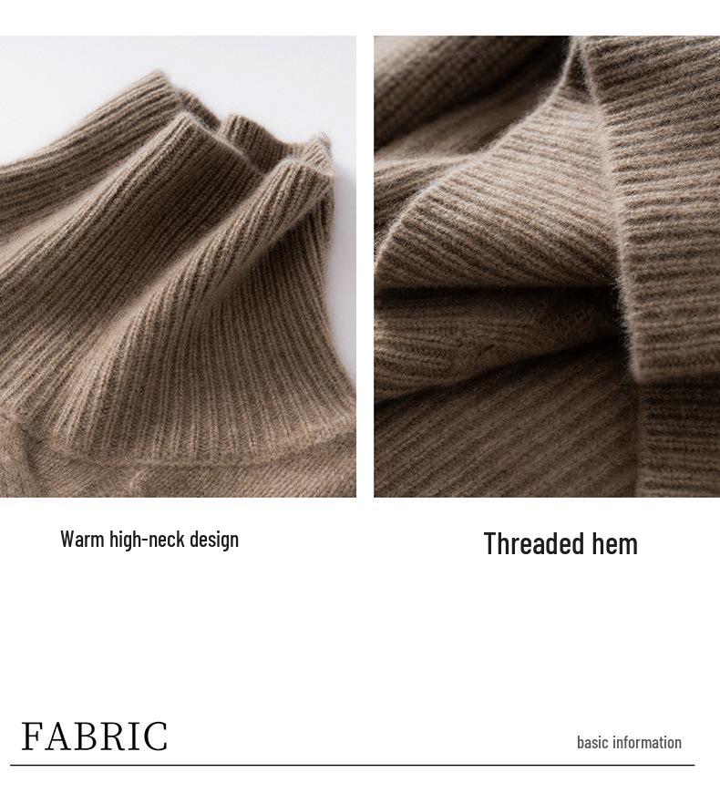 Women's Thick High Neck Cashmere Knit Pullover Sweater