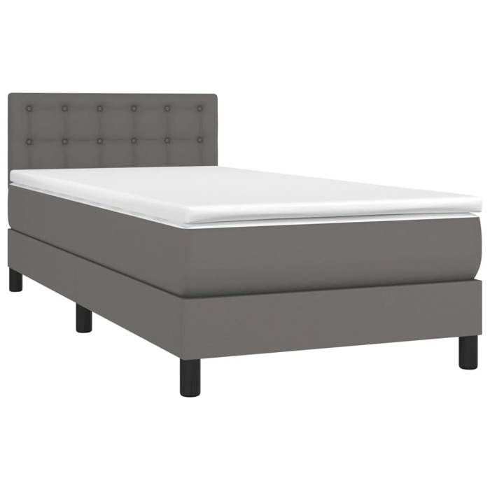 Maison Exclusive - Sommier à lattes de lit avec matelas et LED Gris 90x200 cm