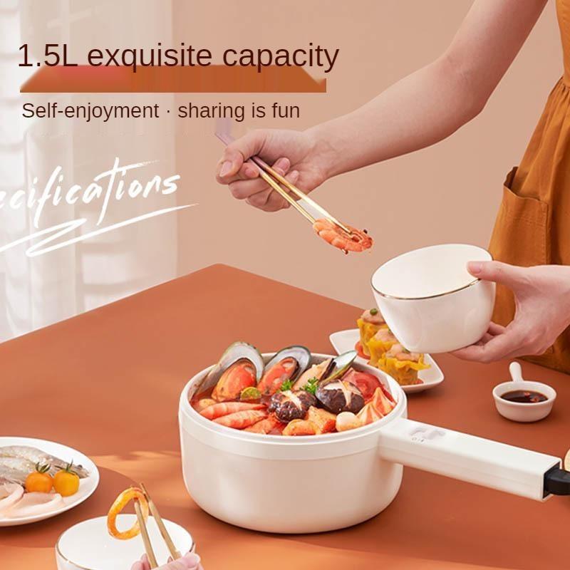 1.5L Kitchen Steamer Mini Portable Electric Frying Pan Multifunctional Electric Cooker Large Capacity Electric Boiling Pot