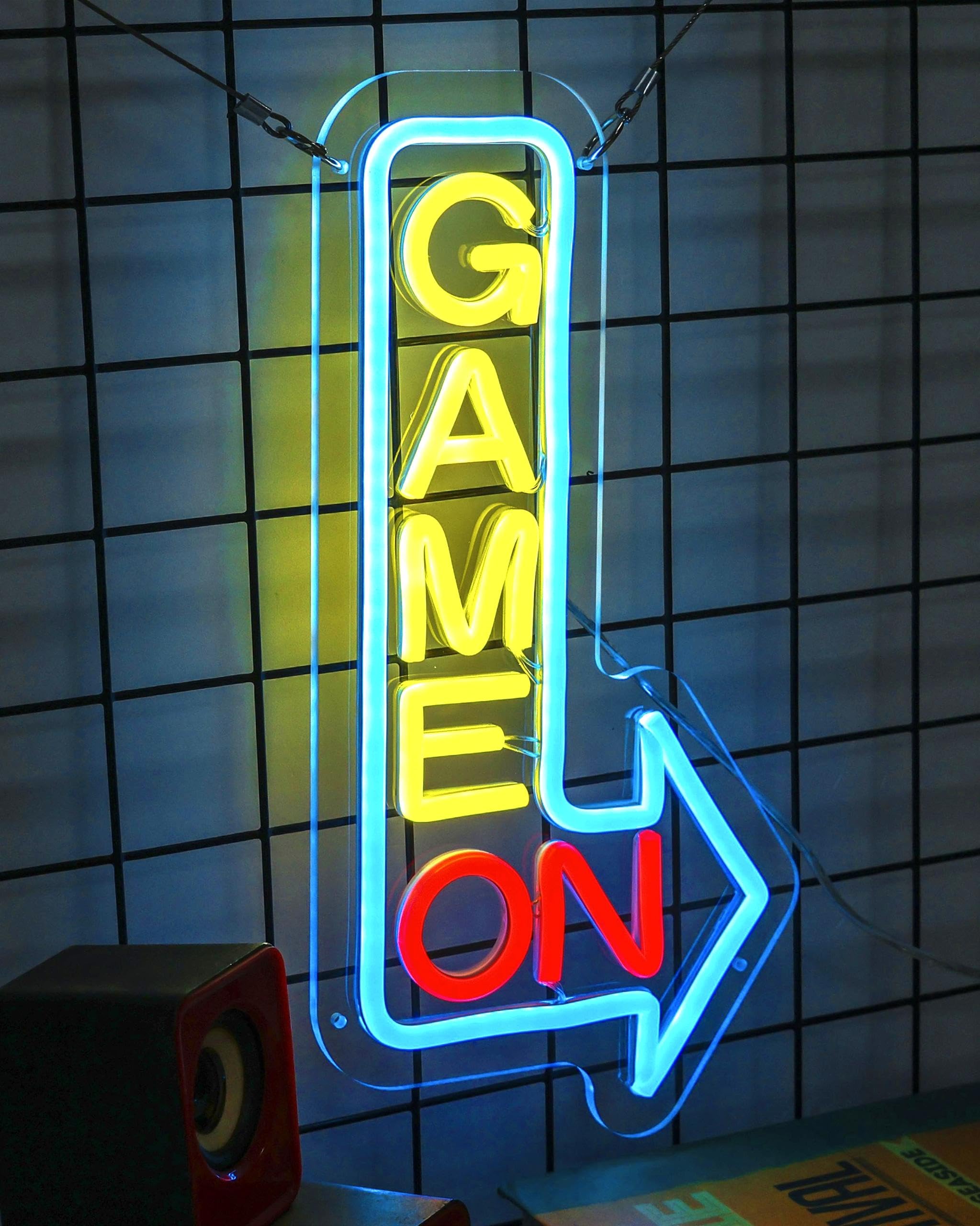 

GAME ON Neon Sign for Wall Decor, LED Gamer Sign for Arcade Room, Game Room, Bedroom, Kids, Boyfriend, Gifts Stepless Dimmable